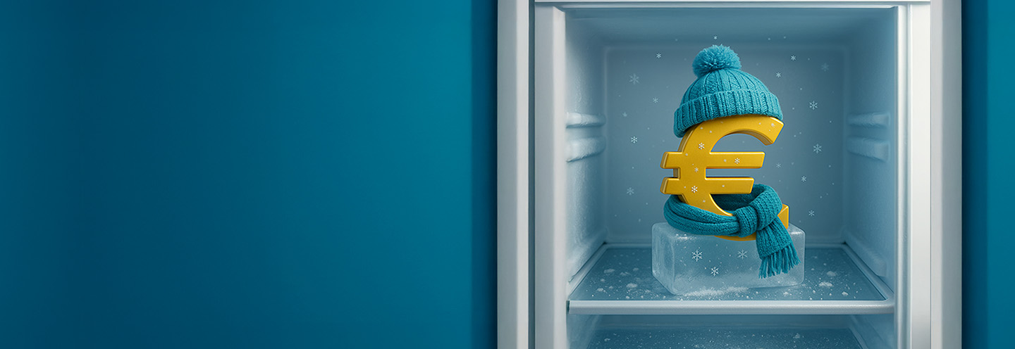 Simbolo dell'euro nel congelatore