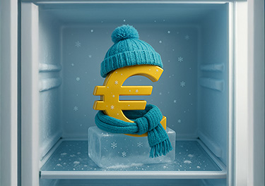 Simbolo dell'euro nel congelatore