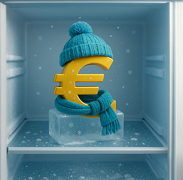 Simbolo dell'euro nel congelatore