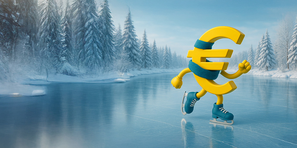 Euro che pattina sul ghiaccio