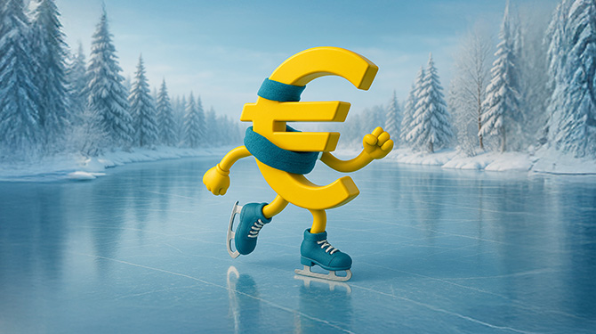 Euro che pattina sul ghiaccio