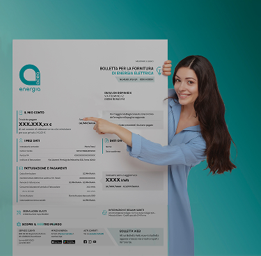 Ragazza che indica la bolletta